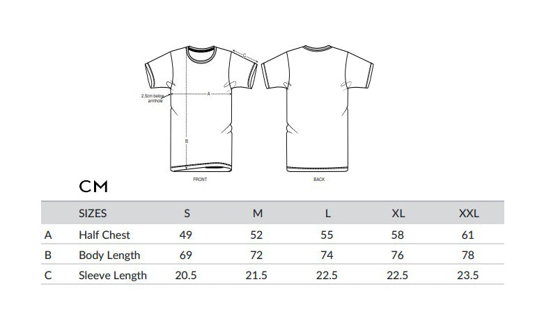 Tormento Shirt Measurements